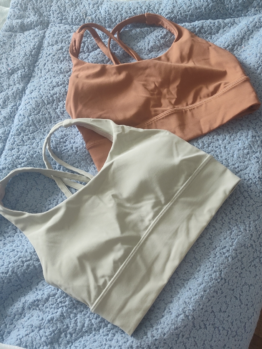 lululemon athletica Strappy Sports Bras in Rust and Light Green